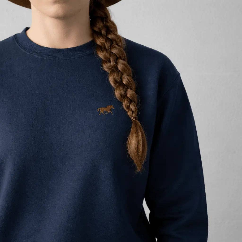 Bridle Up Hope - Heritage Navy Embroidered Horse Sweatshirt