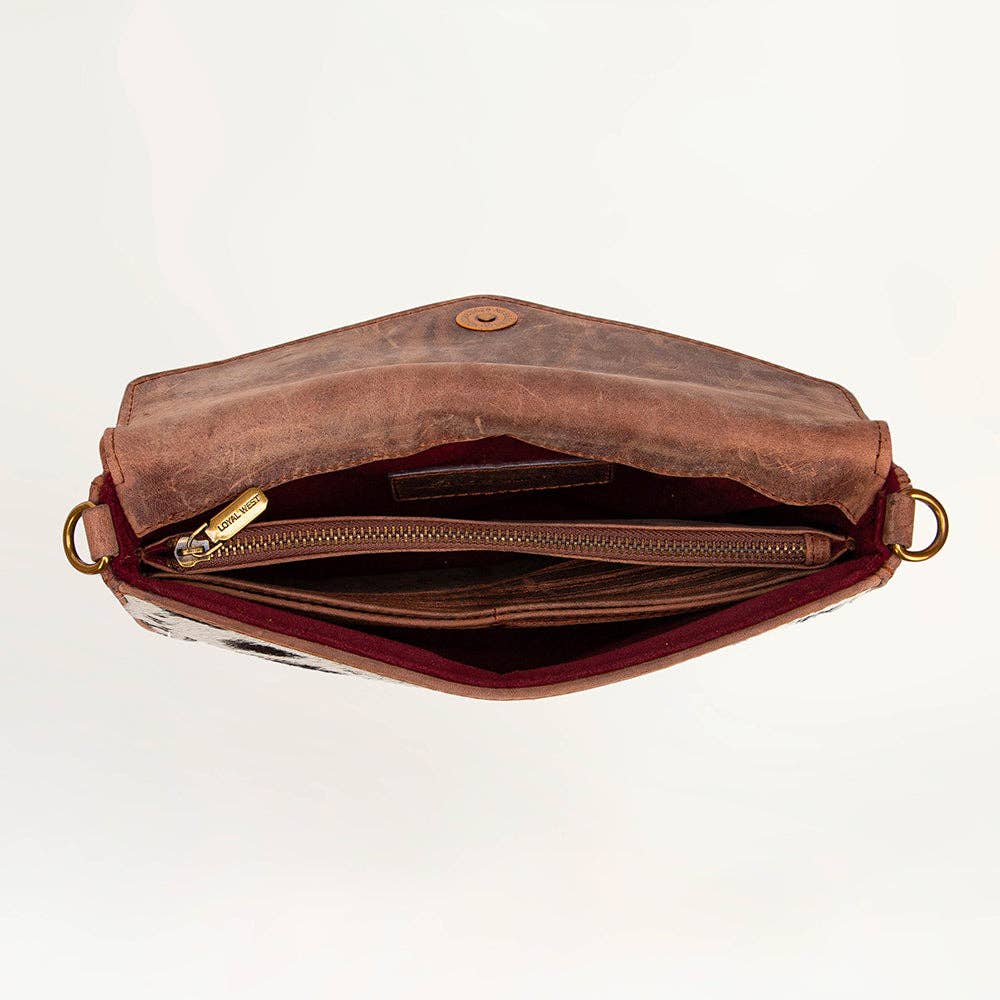 Myra Bag - Loyal West On The Go Mini kettingtas koeienhuid zwart & wit