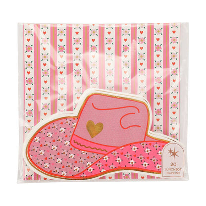 Packed Party - Die-Cut Cocktail Napkins Shaped Like a Cowgirl Hat