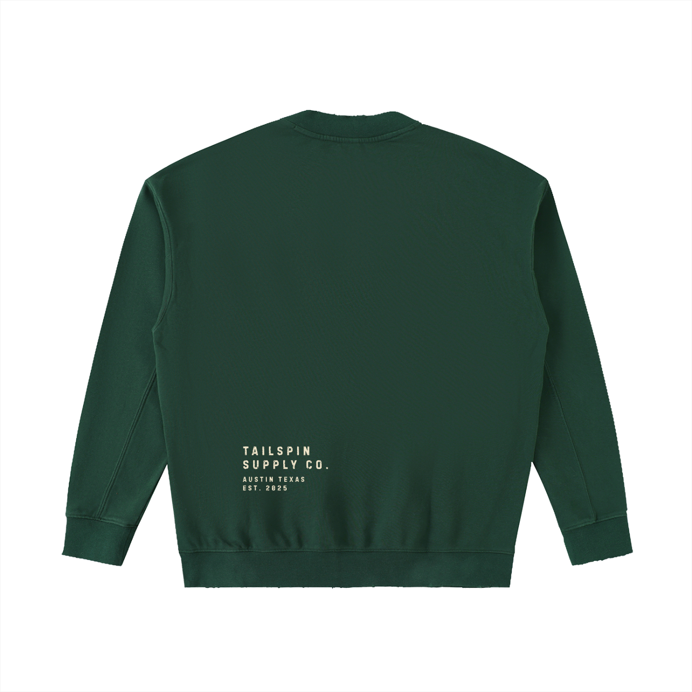Tailspin – Retro-grüner Austin Texas Reverse Crewneck Sweater Unisex