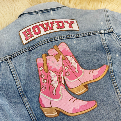 Wildflower Co - Pink Cowgirl Western XL Rückenpatches Stiefel/ Howdy