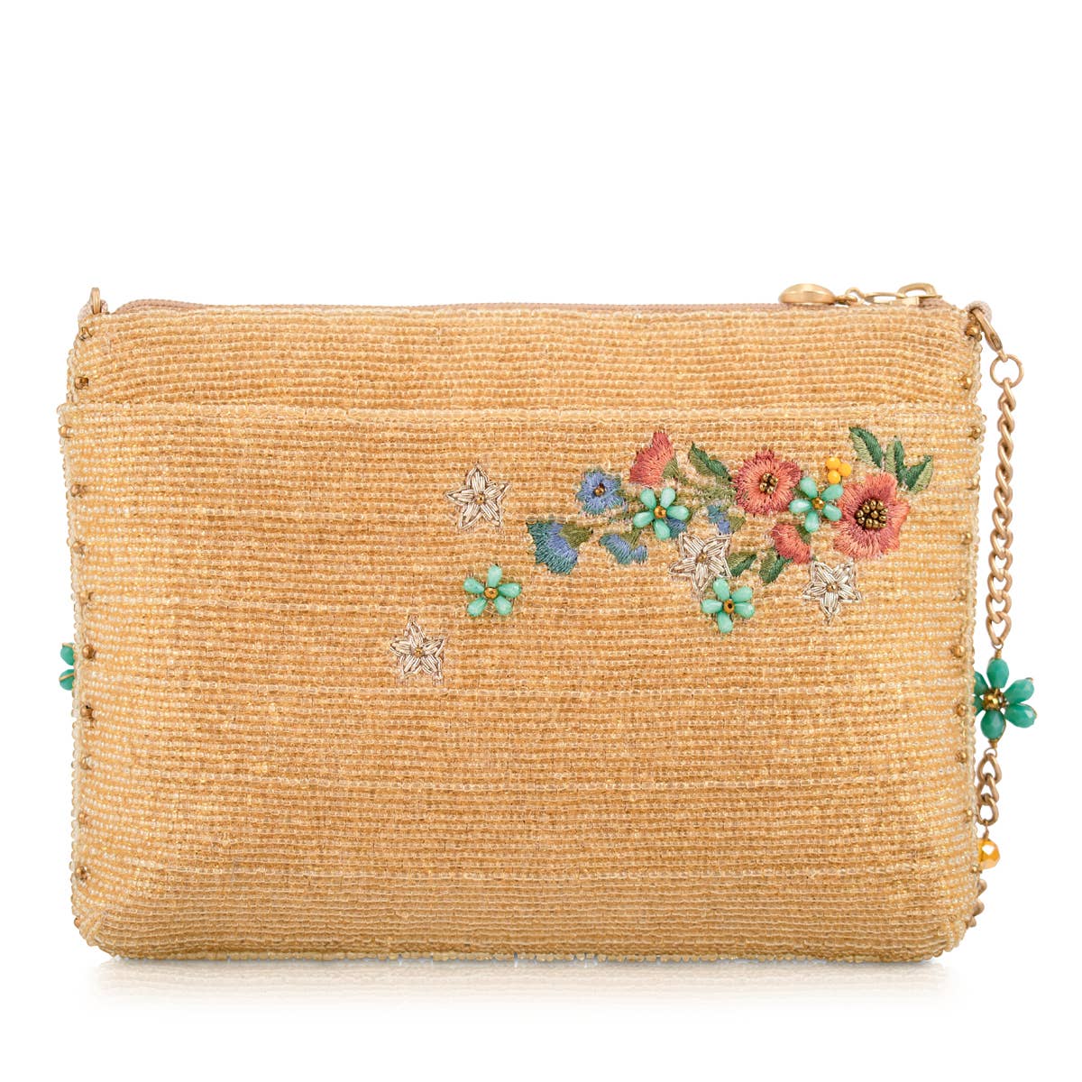 Mary Frances - Bolso de hombro de lujo con cuentas de herradura de caballo y flor de hierro de la suerte
