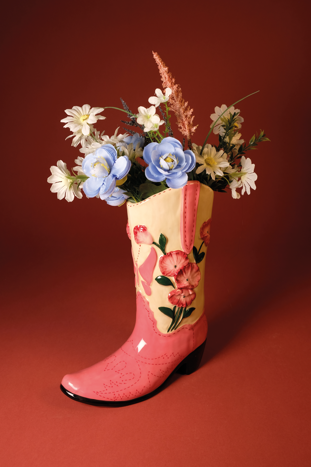 Blue Sky Clayworks - Vase botte Western peint à la main pour fleurs