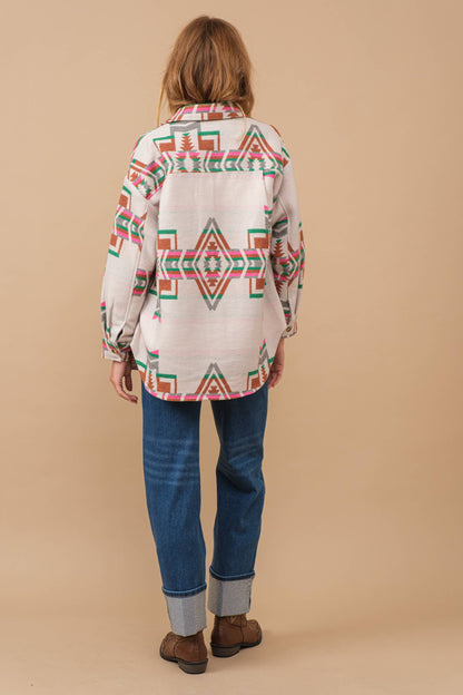 Blue B - Exklusive Jacke mit Aztekenmuster und Knopfverschluss