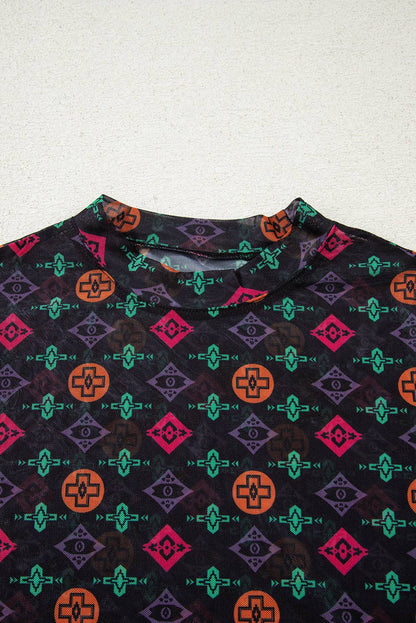Pretty Bash - Western Aztec Mesh top lange mouw