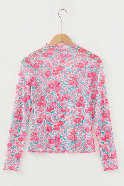 Pretty Bash - Bloemenmesh lange mouwen coltrui top