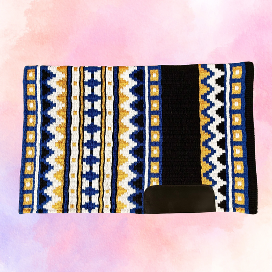 SB024 - Western oversized showblanket A - Zwart, blauw, goud