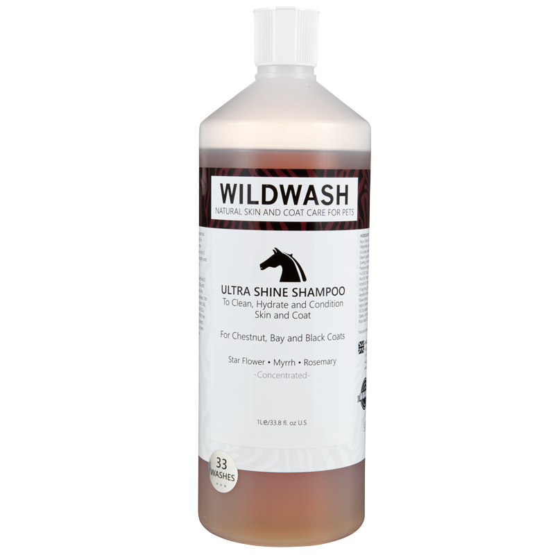 WildWash - Equine Ultra Shine Natuurlijke paardenshampoo voor kastanjebruine, bruine en zwarte vachten 1L
