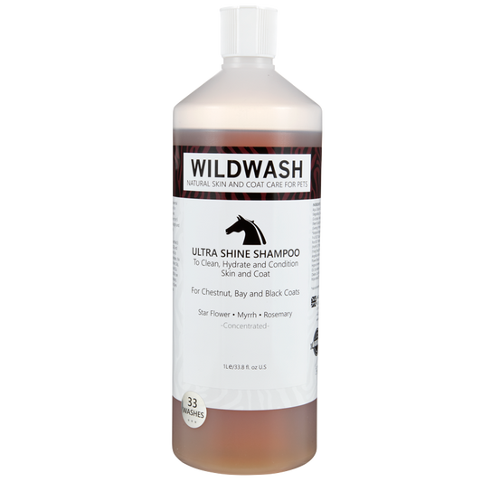 WildWash - Equine Ultra Shine Natuurlijke paardenshampoo voor kastanjebruine, bruine en zwarte vachten 1L
