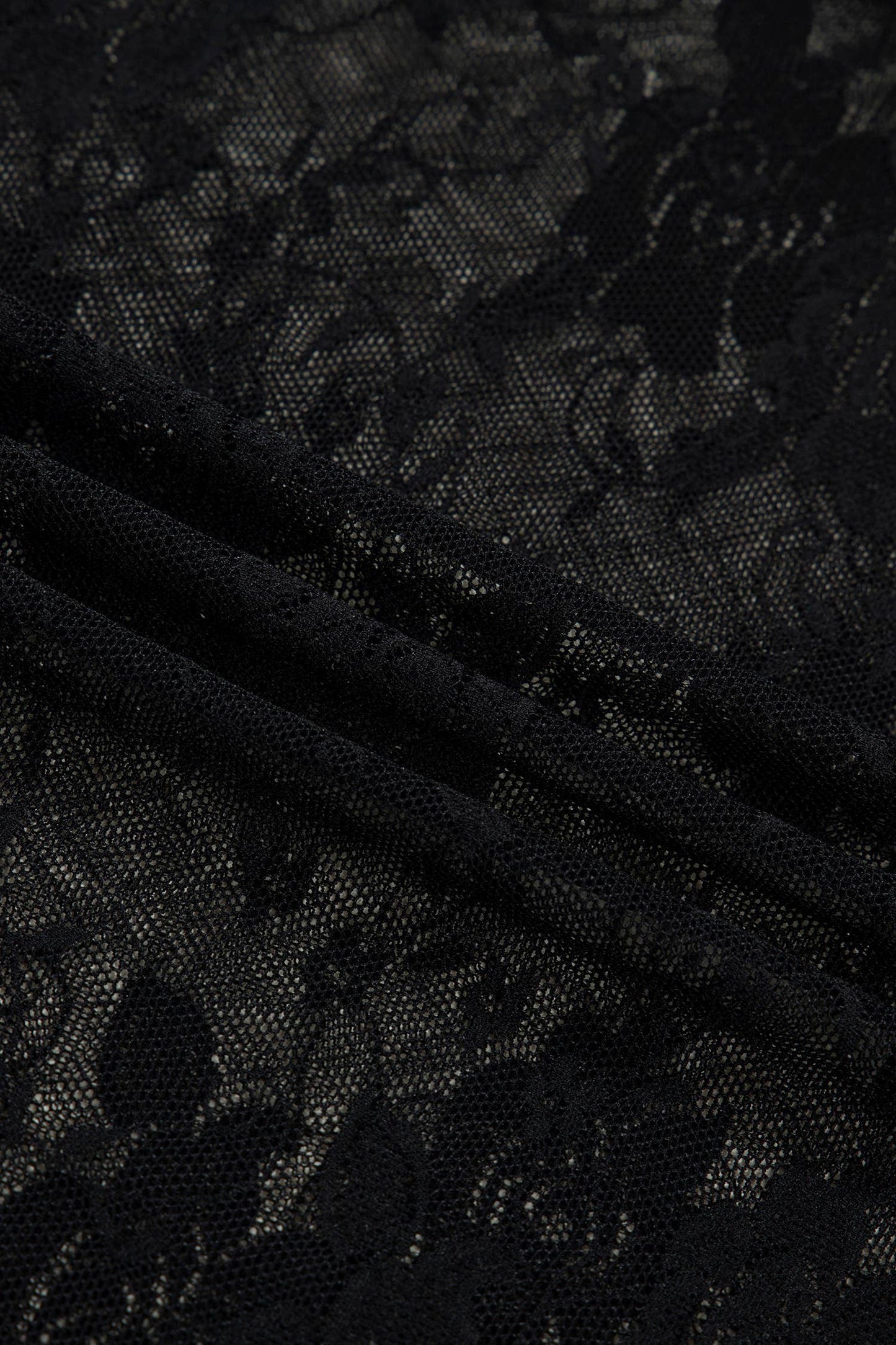 Pretty Bash - Camisa de manga corta con encaje floral top de encaje negro