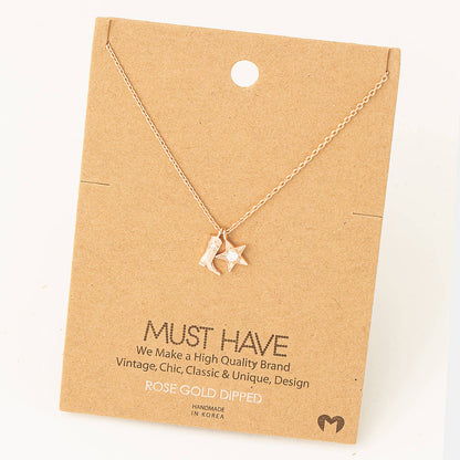 Fame - Collana con stivali da cowboy western e stella dorata/argento