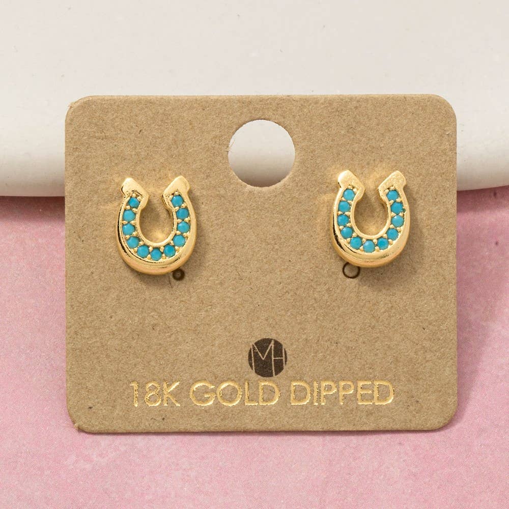 Fame - Clous d’oreilles fer à cheval western turquoise