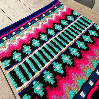 SB028 - Western oversized showblanket A - Zwart, blauw, roze, turquoise