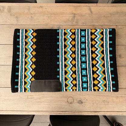 SB023 - Western oversized showblanket A - Zwart, goud, turquoise