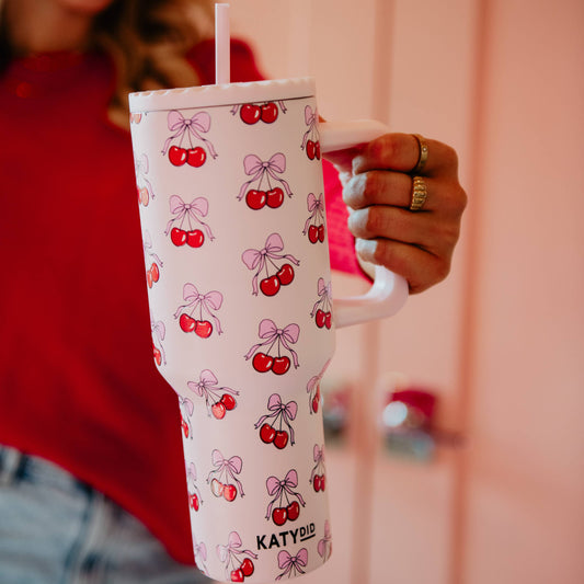 KatyDid - Tumbler Cherry Bow 38Oz thermosbeker