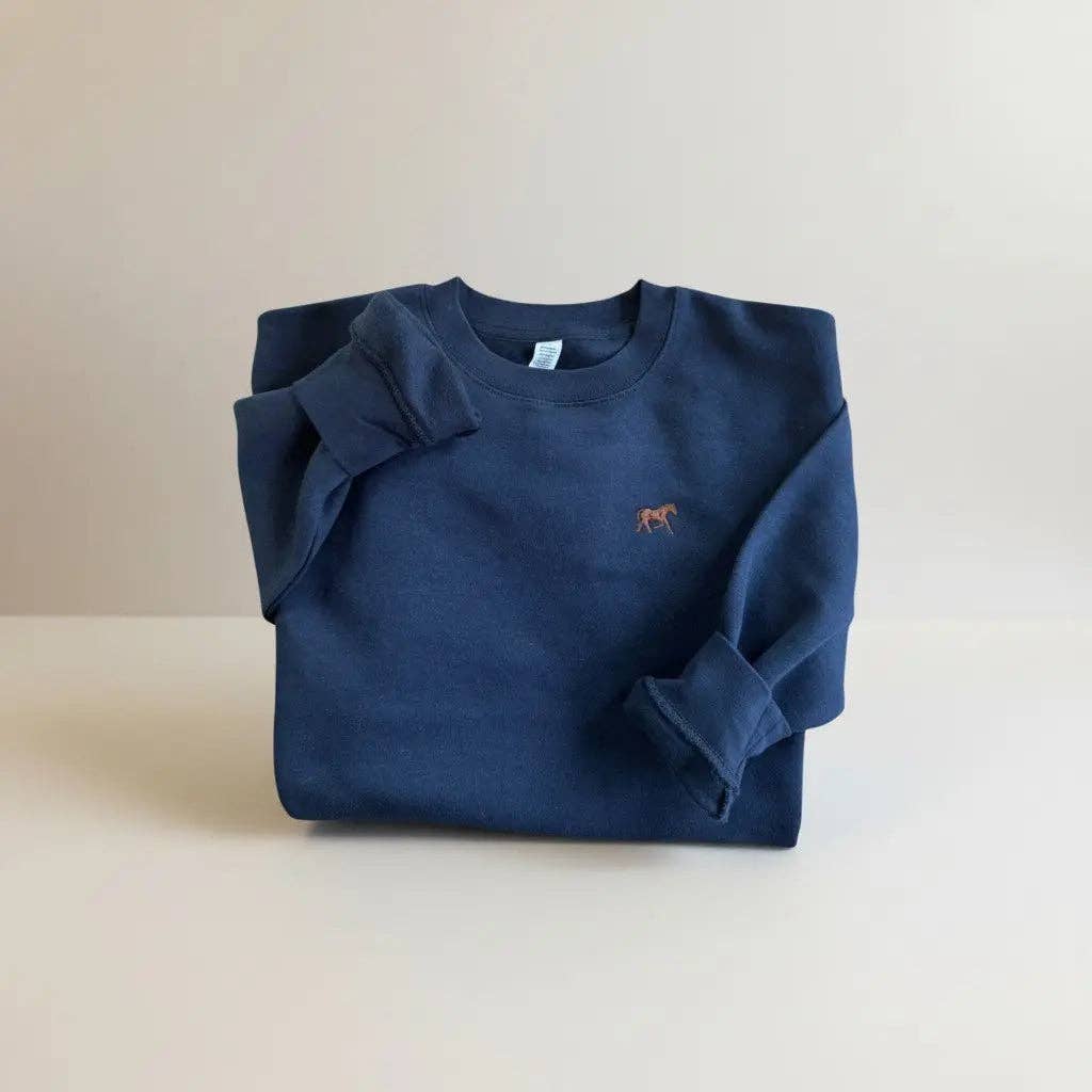 Bridle Up Hope - Heritage Navy Embroidered Horse Sweatshirt