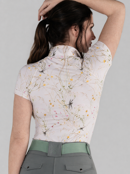 Dapplebay - Dragonfly Meadow Pink 1/4 Reißverschluss Kurzarm Reitshirt