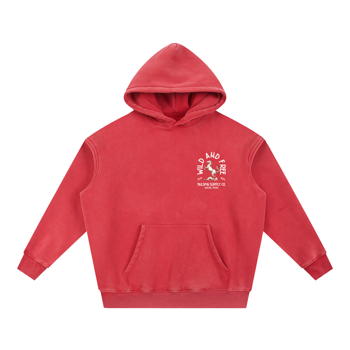 Tailspin - Wild and Free Bronco rood oversized hoodie trui