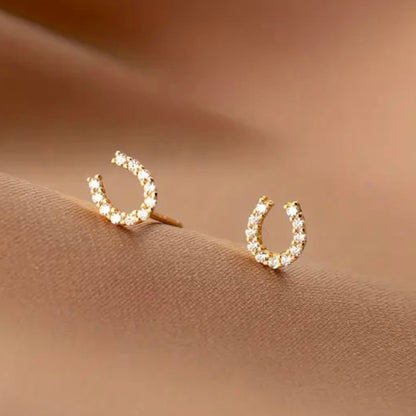 FMH - Oorbellen studs hoefijzer strass