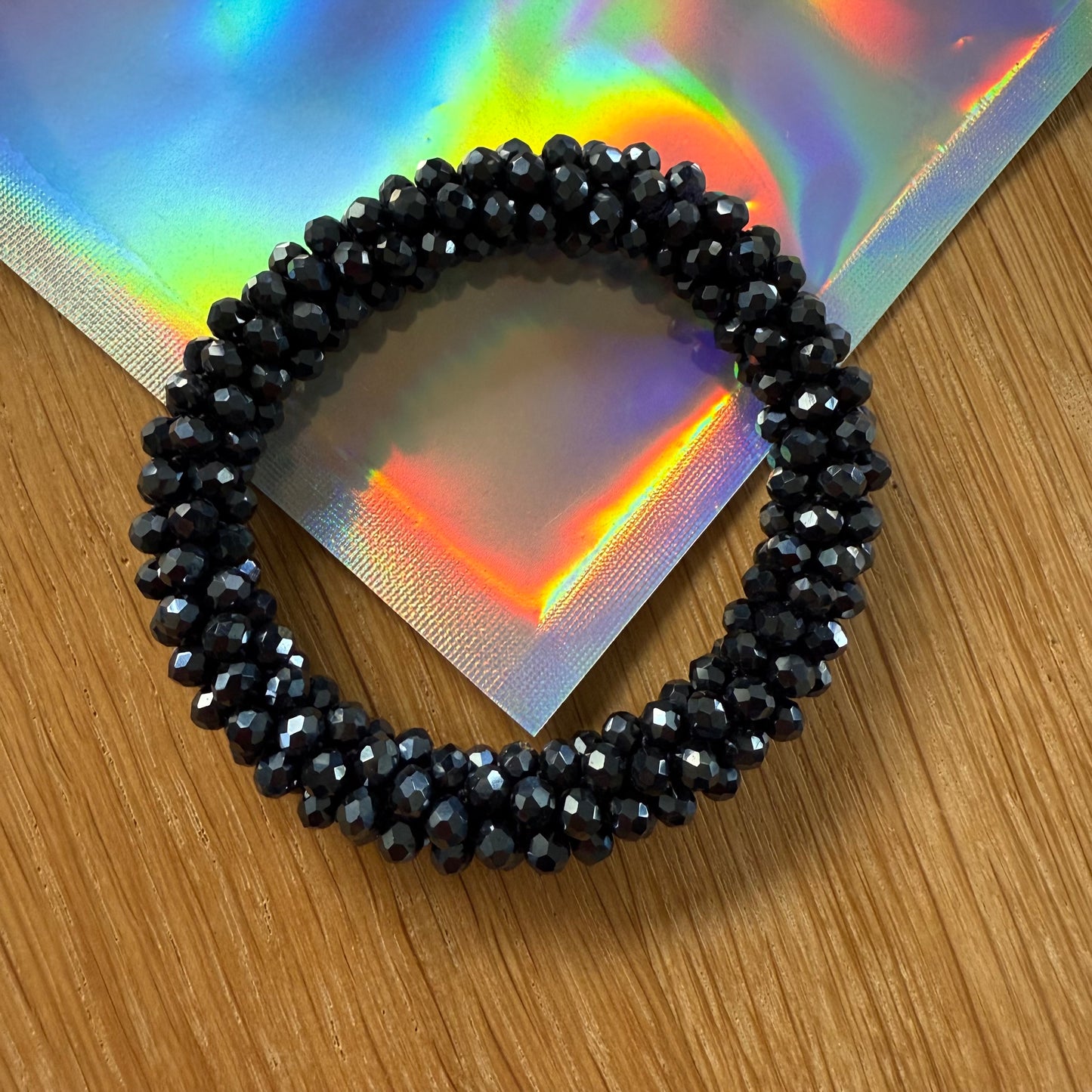 FMH - glitter elastiek knotband effen