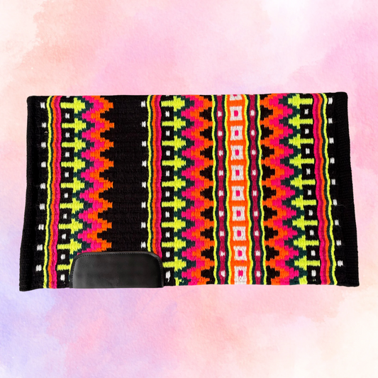 SB026 - Western oversized showblanket A - Zwart, neon lime, roze, oranje