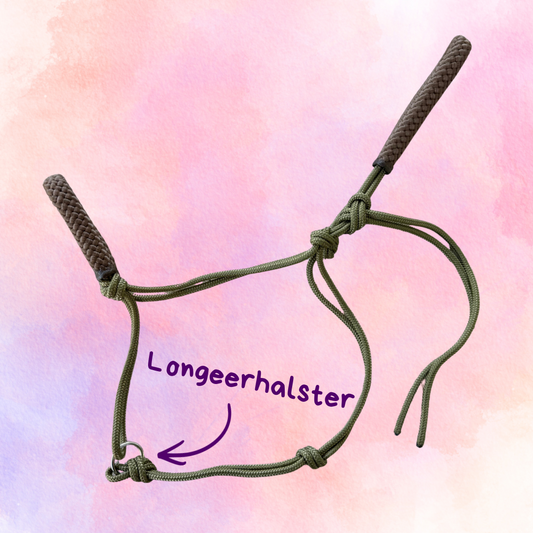 Het Paardenatelier - Longeerhalster Touwhalster ‘Trooper’ armygroen/bruin