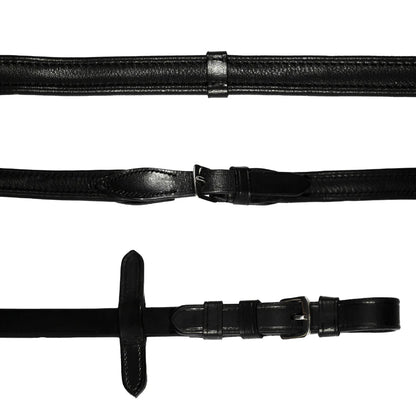 Lumiere - Gevoerde teugels Nappa leder zwart of havana (goud/zilver)