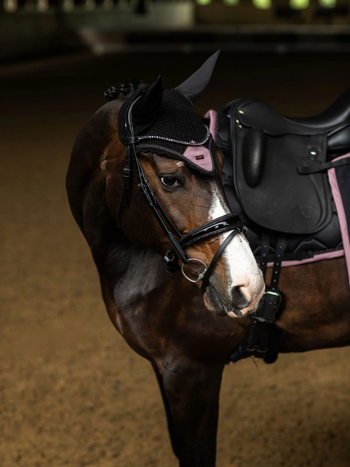 Equestrian Stockholm - FW26 Black Blush - Ear Bonnet oornetje - Ride Against Cancer