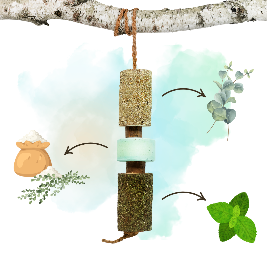 Herbi Horse - Wooden herbal play rope with Breath lick stone