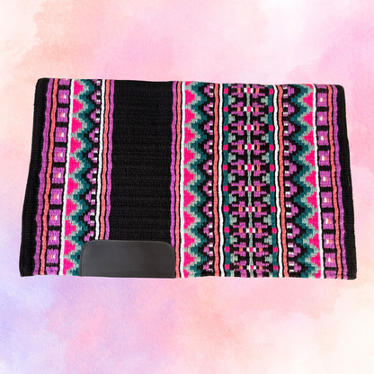 SB004 - Western Oversized Showdecke A - Schwarz, lila, rosa, oliv  