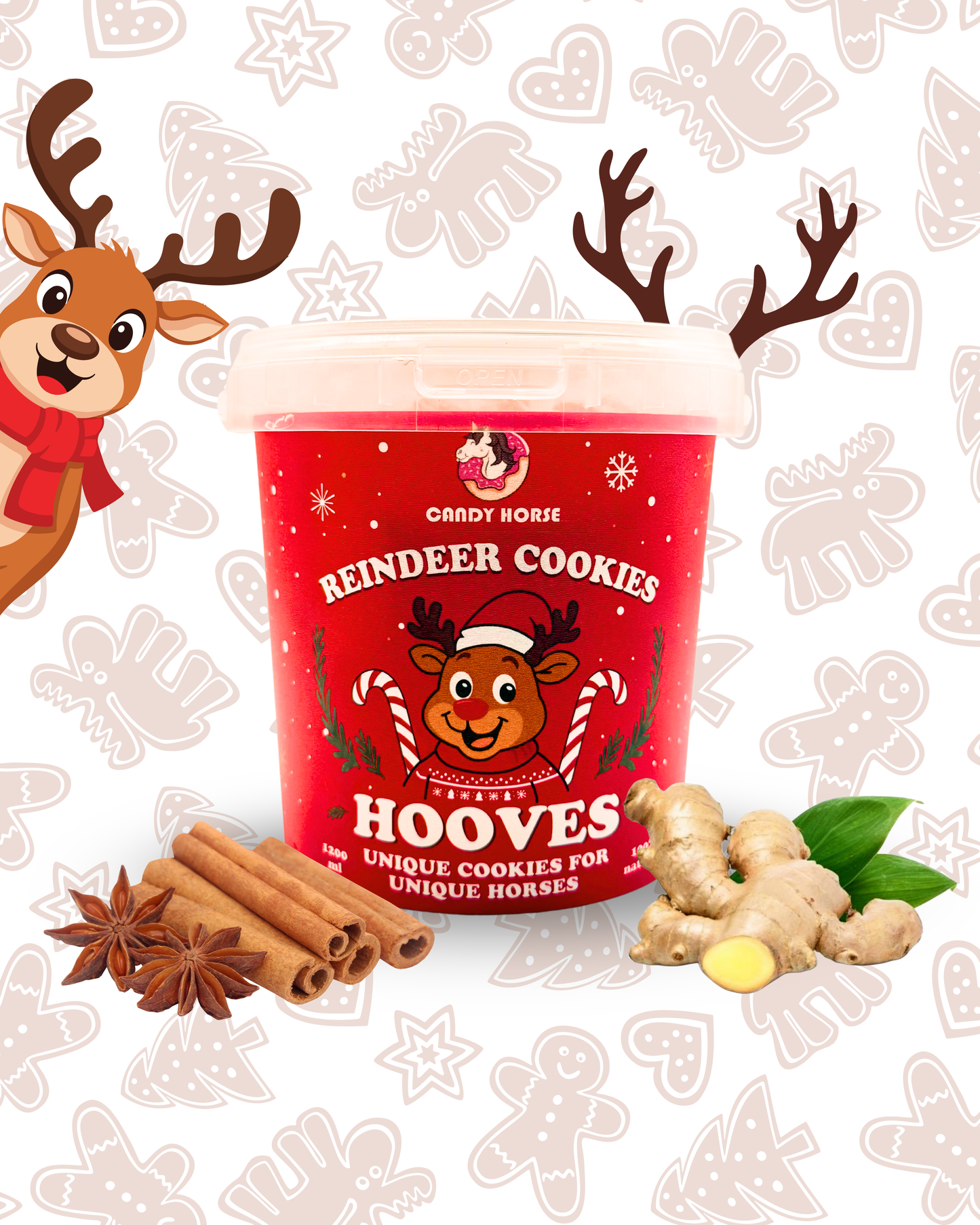 Candy Horse - Christmas Limited Collection - Hooves "Reindeer Cookies" koekjes 1,2L