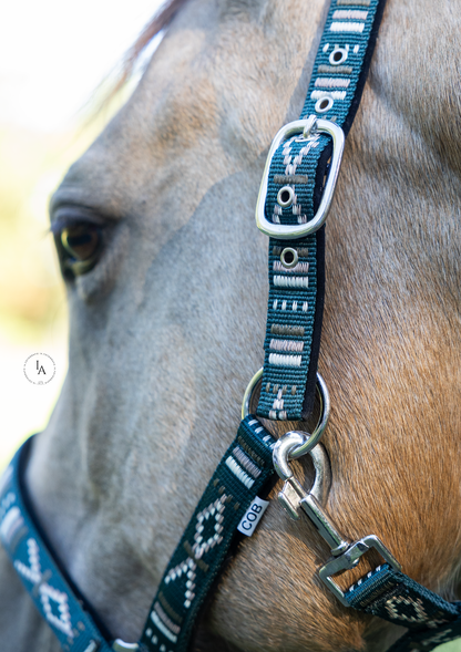 FMH - Geborduurd nylon halster met padding ‘Nomad Spirit Ranger’
