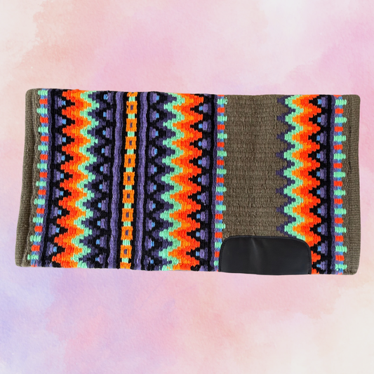 OP=OP - SB035 - Western oversized SHORT showblanket B - Olijfgroen, oranje, paars, mint