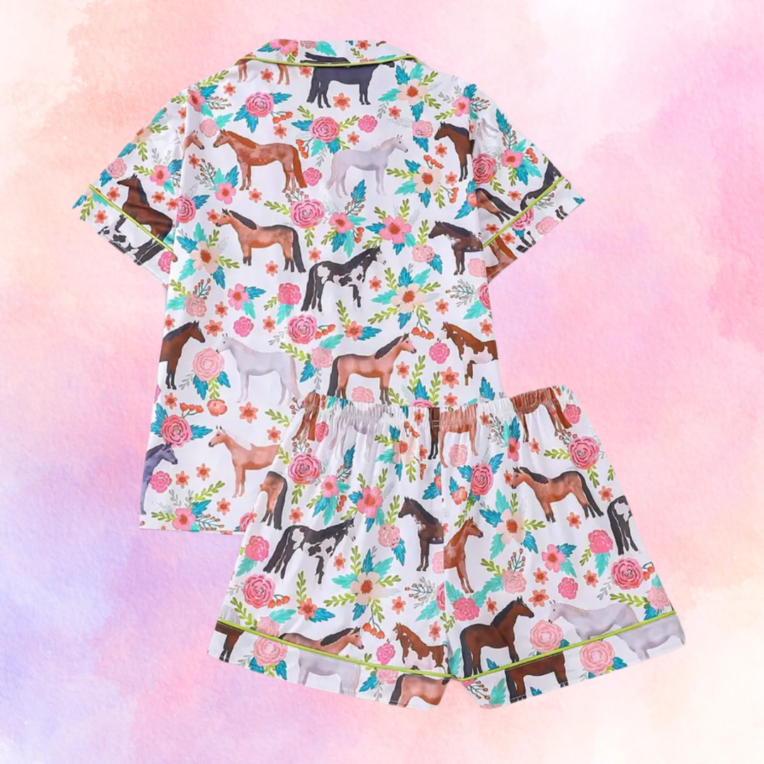 FMH - Damen Sommer Pyjama Set/ Hausanzug Colourful Horse