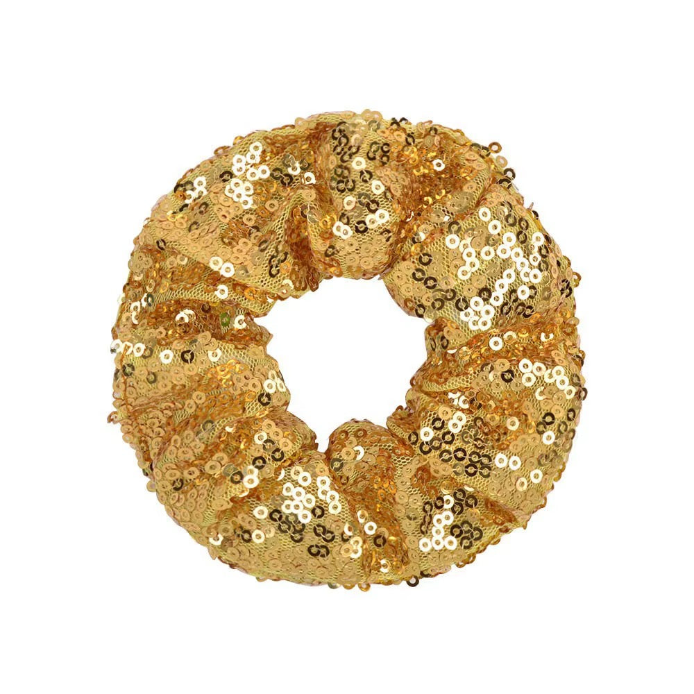 FMH - Glitter Pailletten Sequin Scrunchie elastiek dressuurknot knotband (div. kleuren)