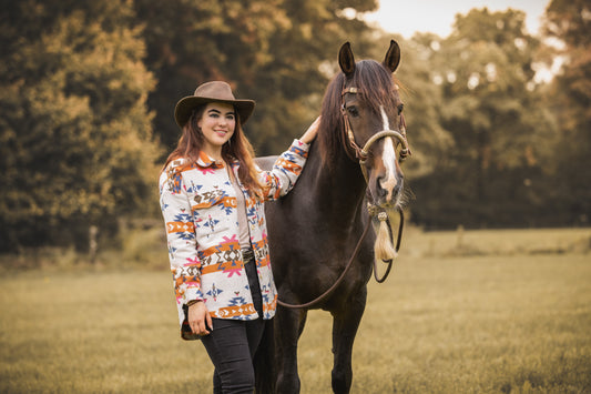 Blue B - Azteeks westernjack blouse van jacquard