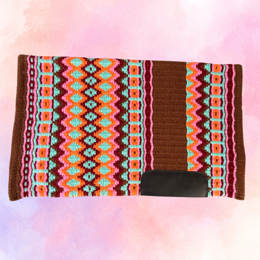 OP=OP - SB005 - Western oversized showblanket B - Bruin, mint, oranje, bordeaux