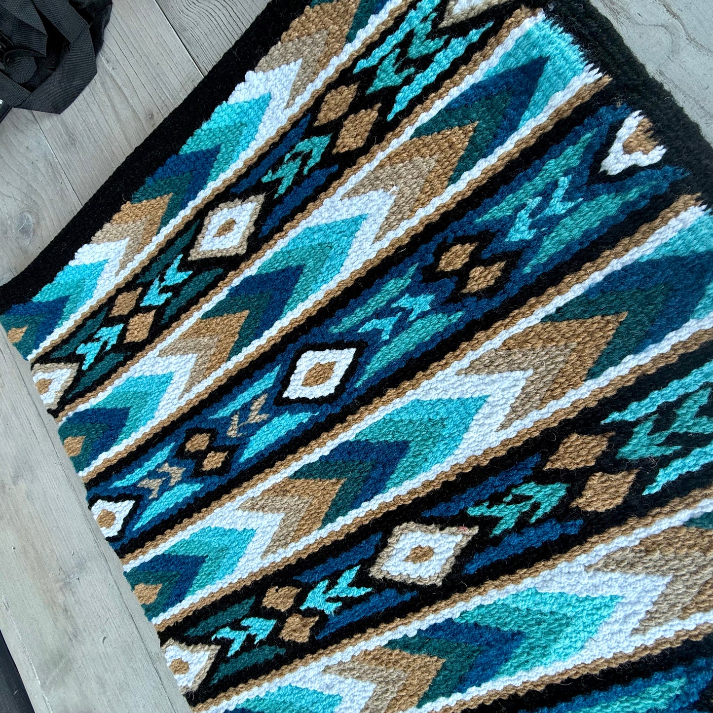 SB076 - Western oversized showblanket A - Zwart, blauw, taupe