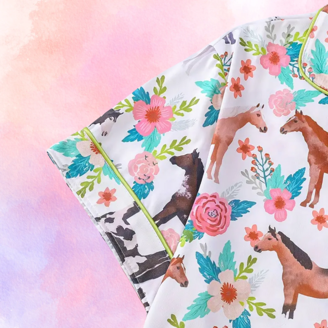 FMH - Damen Sommer Pyjama Set/ Hausanzug Colourful Horse