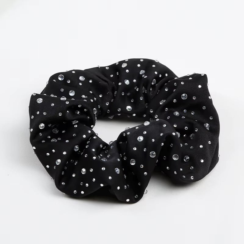 FMH - Luxe Scrunchie elastiek met strass glitter dressuurknot knotband (div. kleuren)