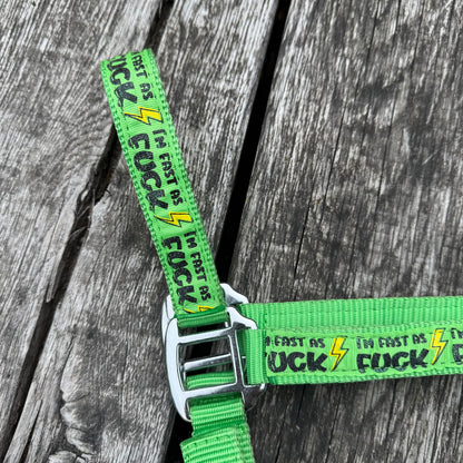 FMH - Nylon groen halster ‘Fast as F*CK’