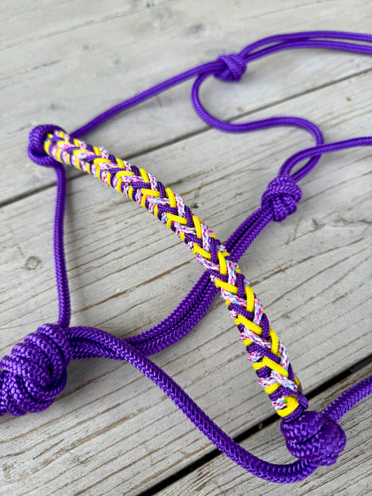 Horse Rope Shop - Touwhalster Luna ‘Followmyhooves’ paars/geel