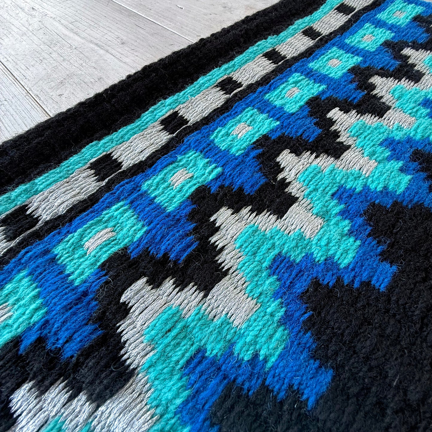 SB041 - Western oversized showblanket A - Zwart, turquoise, kobalt blauw