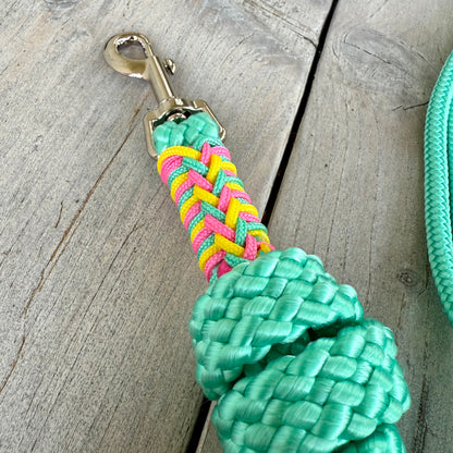 Het Paardenatelier - Tauhalfter Set Halfter Luna + Halfterseil ‘90’s Vibes’ Neon gelb/minze/fuchsia
