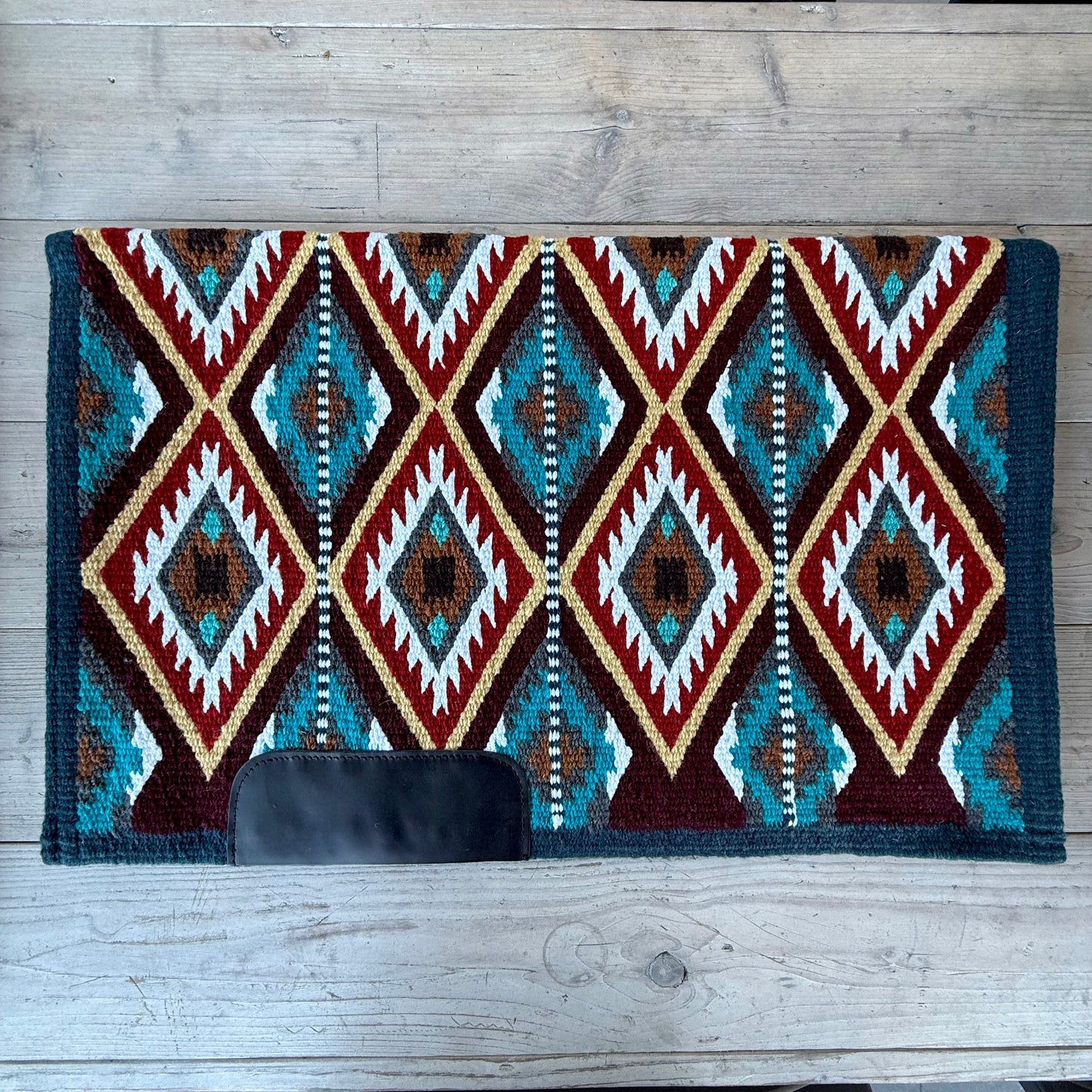 SB054 - Western oversized showblanket A - Zeeblauw, turquoise, rood