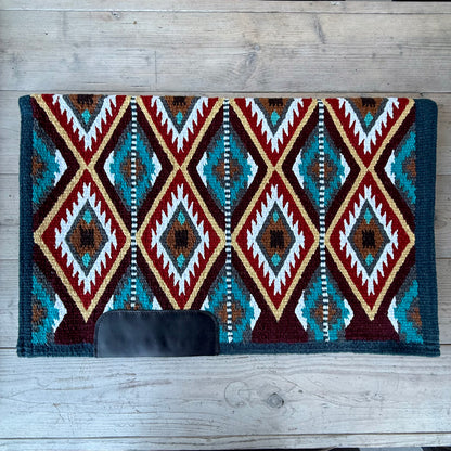 SB054 - Western Oversized Show Blanket A - Sea Blue, Turquoise, Red