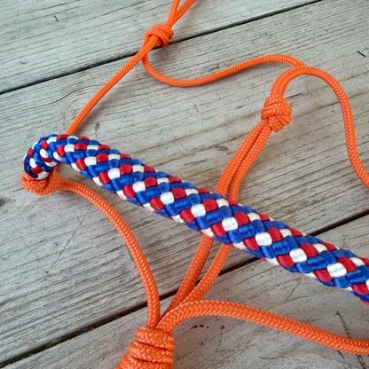 Het Paardenatelier - Touwhalster met neus- en kopstuk ‘Viva Hollandia’ oranje/ rood/ wit/ blauw