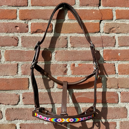 FMH - Licol en cuir havane avec perles « Beaded Boujee Fiesta »