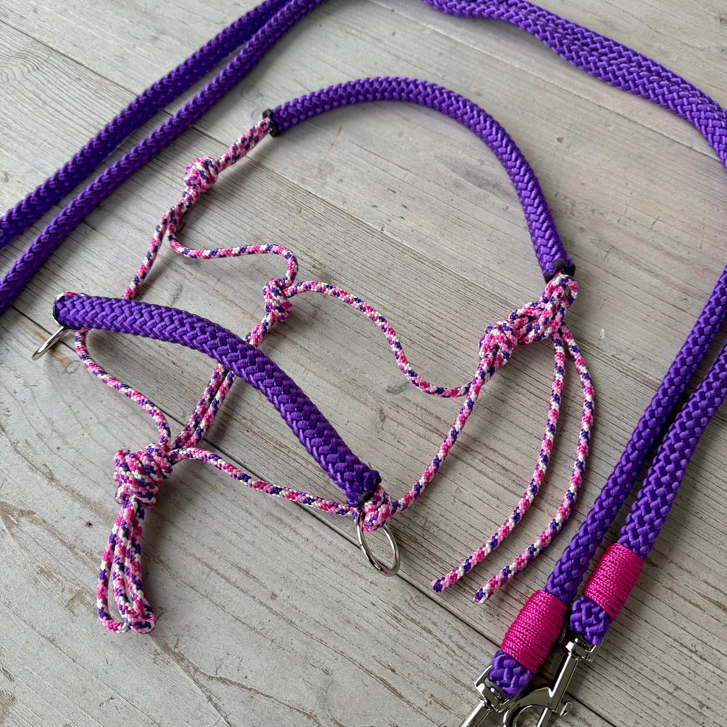 Rope halter sale - Single rope halter or riding halter + reins set 'Purple Dream' purple mix/purple