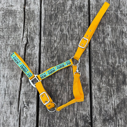 FMH - Nylon geel halster ‘Fast as F*CK’